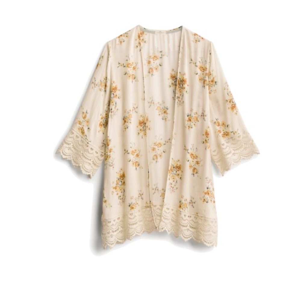 MASON & BELLE Laria Crochet Detail Open Front Woven